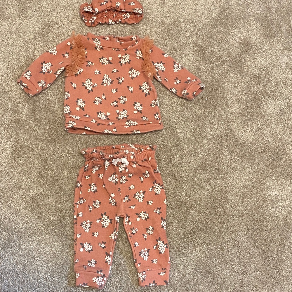 Floral Baby Outfit with Headband